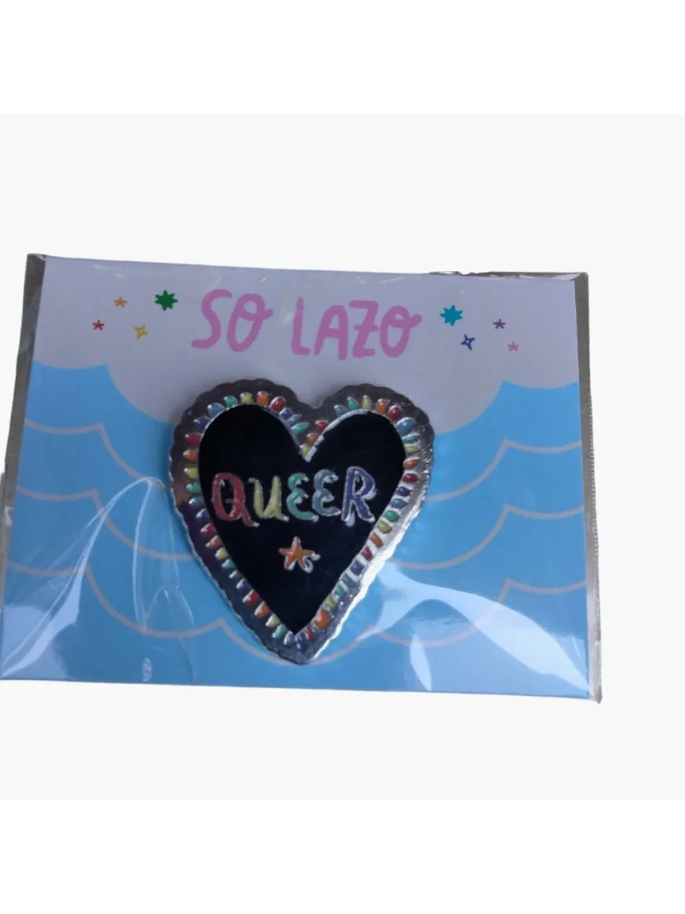 So Lazo Queer Heart Pin Rainbow Latin Gay Pride Pinback LBGT Them They